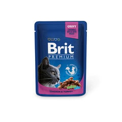 Brit Premium konservi kaķiem maisiņā Chicken&Turkey 100g x 24gab цена и информация | Консервы для котов | 220.lv