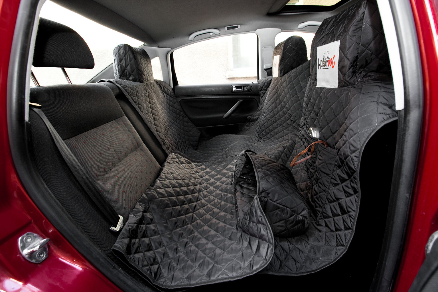 Hobbydog automašīnas sēdekļu pārvalks ar velcro rāvējslēdzēju, melns, 160x140 cm cena un informācija | Ceļojumu piederumi | 220.lv