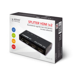 SAVIO HDMI sadalītājs, 1 input, 2 outputs CL-42, Melns цена и информация | Адаптеры и USB разветвители | 220.lv