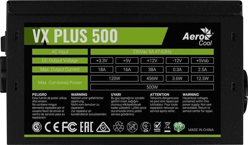 Aerocool PGS VX-500Plus cena un informācija | Barošanas bloki (PSU) | 220.lv