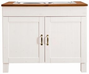 Шкафчик кухонный с раковиной Notio Living Dennis 60, белый/коричневый цена и информация | Кухонные шкафчики | 220.lv