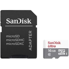 SanDisk Ultra MicroSDHC 16GB (+ SD Adapter) cena un informācija | Atmiņas kartes fotokamerām | 220.lv