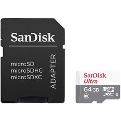 SANDISK Ultra MicroSDXC 64GB (+ адаптер SD) цена и информация | Карты памяти для фотоаппаратов | 220.lv