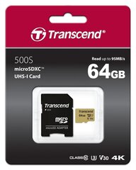 Transcend MicroSDXC 64GB (+SD Adapteris) цена и информация | Карты памяти для мобильных телефонов | 220.lv