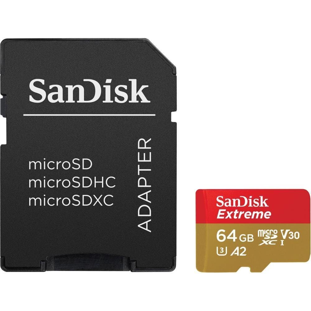 Карта памяти для телефона Карта памяти SanDisk Extreme microSDXC 64 Гб,  160/60 Мб, с A2 C10 V30 цена | 220.lv