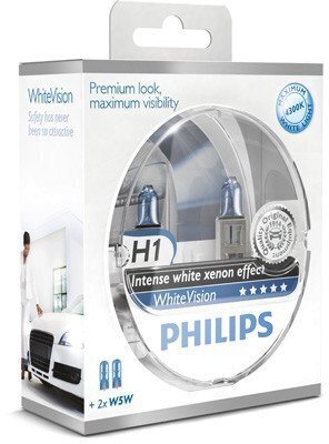 Philips White Vision Intense white xenon effect H1, 2gab. + 2gab. x W5W цена и информация | Auto spuldzes | 220.lv
