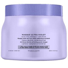 Dzeltenā toņa neitralizējoša matu maska Kerastase Blond Absolu Ultra Violet 500 ml cena un informācija | Kosmētika matu stiprināšanai | 220.lv