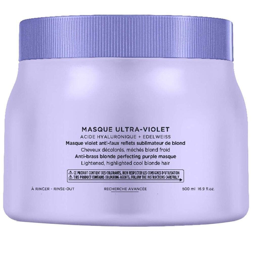 Dzeltenā toņa neitralizējoša matu maska Kerastase Blond Absolu Ultra Violet 500 ml cena un informācija | Matu uzlabošanai | 220.lv