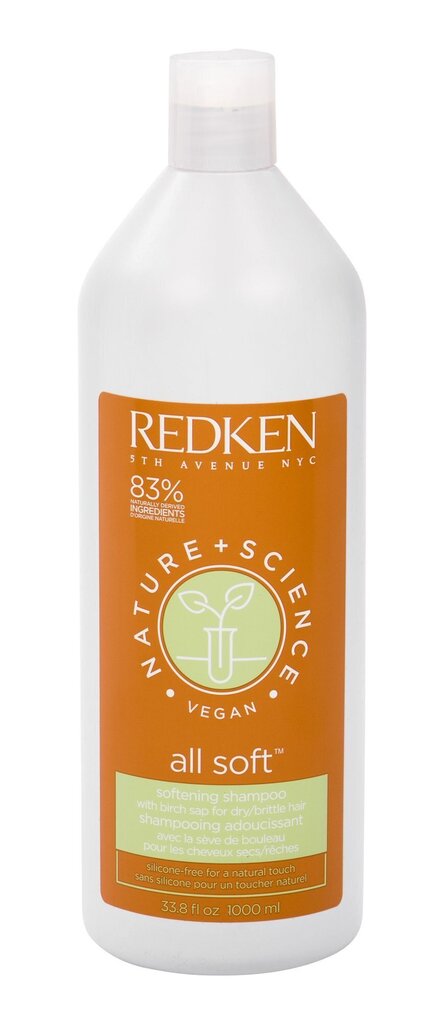 Maigumu piešķirošs matu šampūns Redken Nature + Science All Soft 1000 ml цена и информация | Šampūni | 220.lv