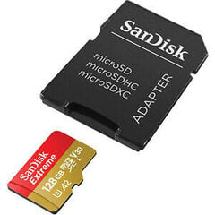 Карта памяти SanDisk microSDXC Extreme 128 ГБ 160/90 МБ / с V30 A2 U3 4K цена и информация | Карты памяти для фотоаппаратов | 220.lv