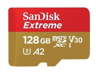 Карта памяти SanDisk microSDXC Extreme 128 ГБ 160/90 МБ / с V30 A2 U3 4K цена и информация | Карты памяти для фотоаппаратов | 220.lv