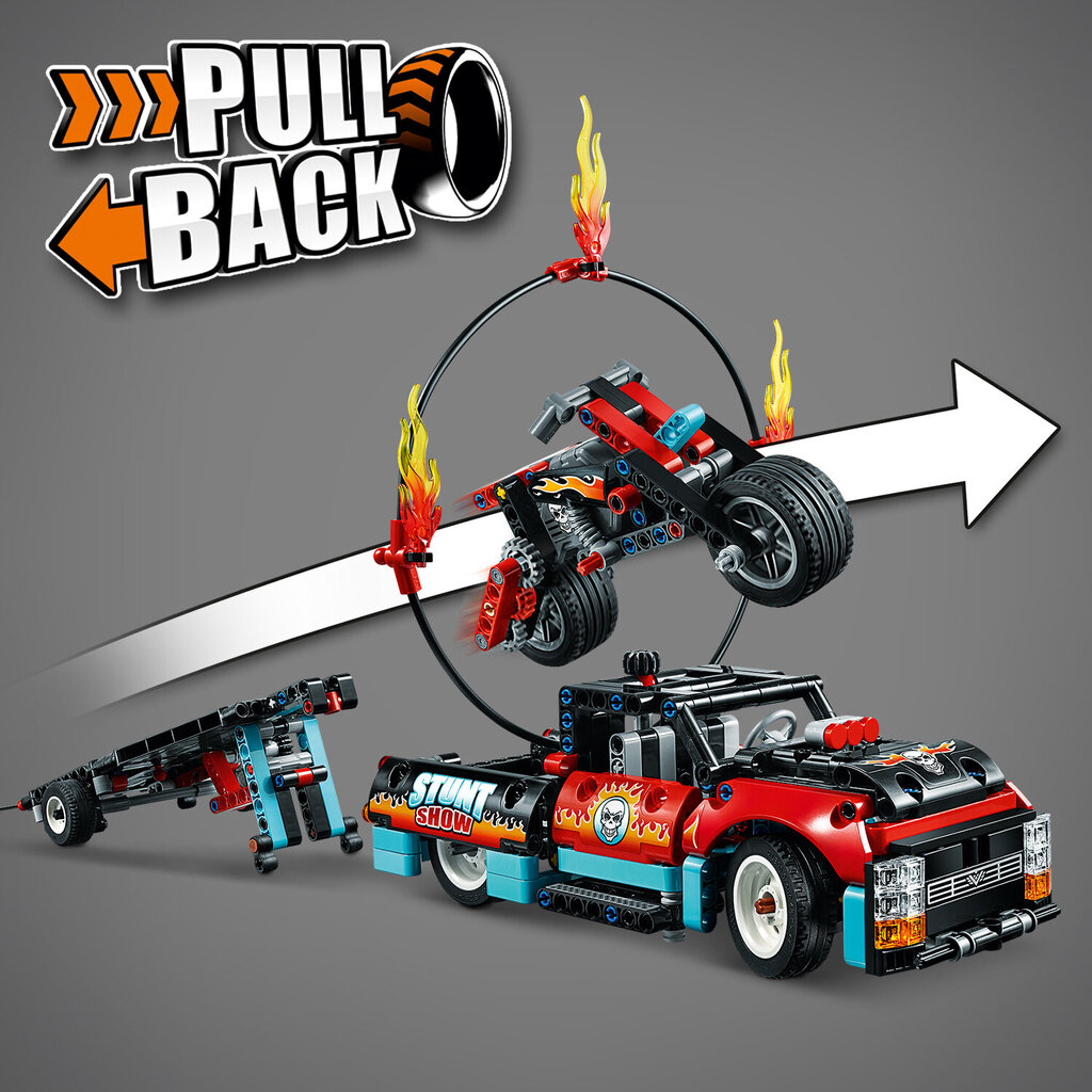 42106 LEGO® Technic Kaskadieru kravas automašīna un motocikls цена и информация | Konstruktori | 220.lv