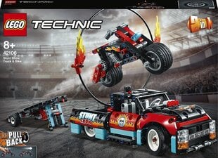 42106 LEGO® Technic Kaskadieru kravas automašīna un motocikls cena un informācija | Konstruktori | 220.lv