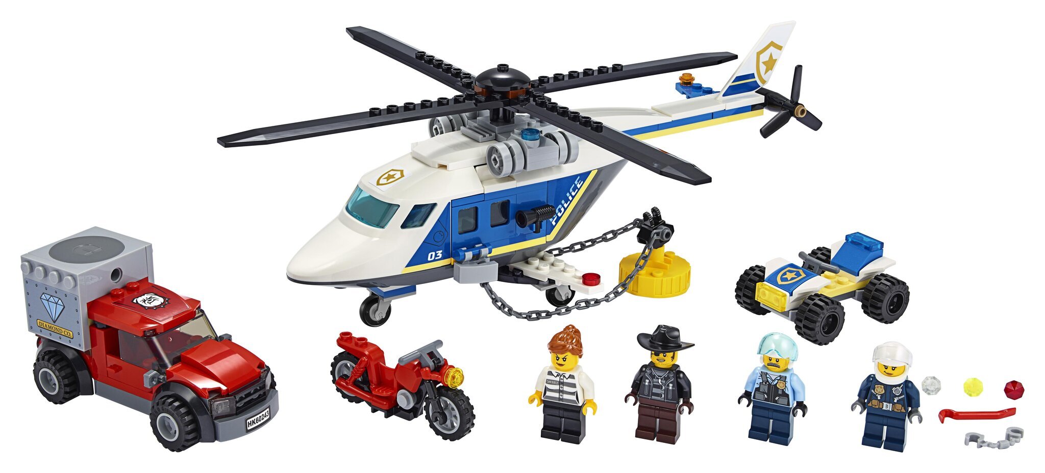 60243 LEGO® City Policijas pakaļdzīšanās ar helikopteru cena un informācija | Konstruktori | 220.lv