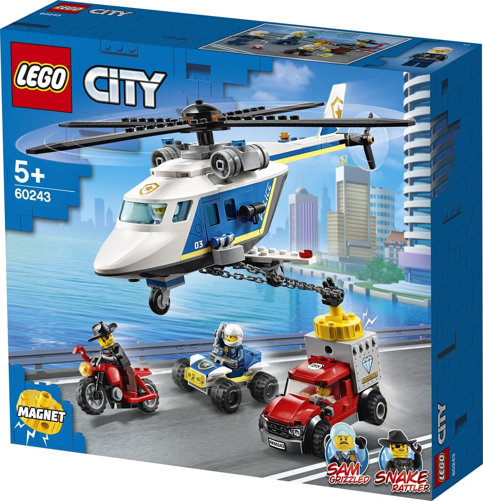 60243 LEGO® City Policijas pakaļdzīšanās ar helikopteru цена и информация | Konstruktori | 220.lv