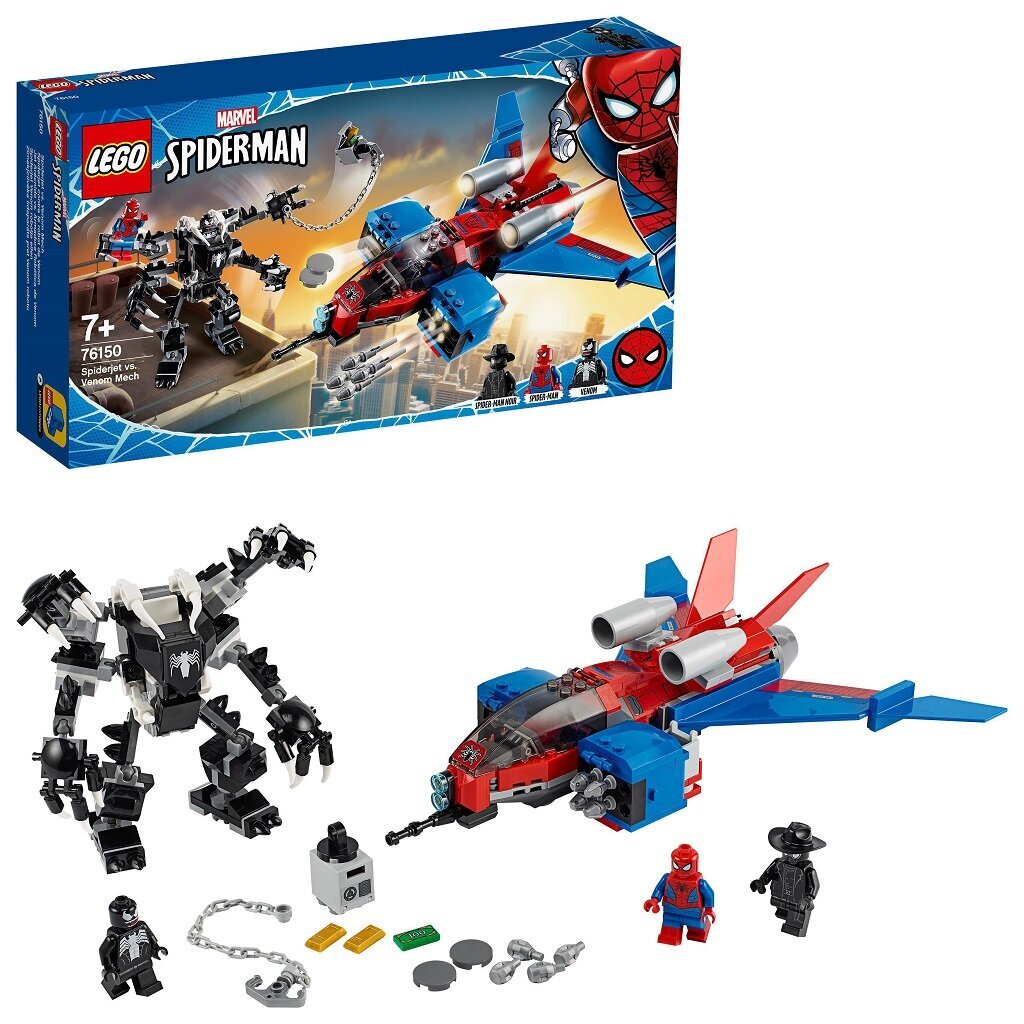 76150 LEGO® Marvel Super Heroes Spiderjet против робота Веном цена | 220.lv