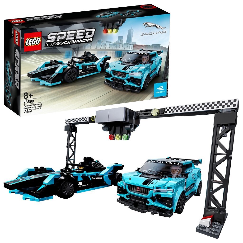 76898 LEGO® Speed Champions Jaguar GEN2 sacīkšu automašīna & Jaguar I-PACE eTROPHY cena un informācija | Konstruktori | 220.lv