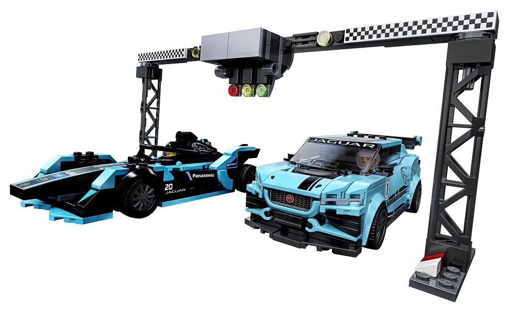 76898 LEGO® Speed Champions Jaguar GEN2 sacīkšu automašīna & Jaguar I-PACE eTROPHY cena un informācija | Konstruktori | 220.lv