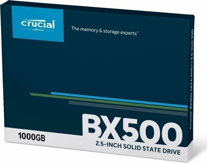 SSD|CRUCIAL|BX500|1TB|SATA 3.0|Write speed 500 MBytes/sec|Read speed 540 MBytes/sec|2,5"|TBW 360 TB|CT1000BX500SSD1 cena un informācija | Iekšējie cietie diski (HDD, SSD, Hybrid) | 220.lv