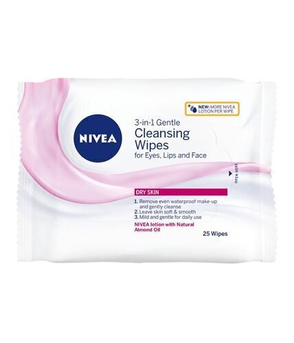 Mitrās attīrošas salvetes Nivea Gentle Cleansing 3 in 1, 25 gab. цена и информация | Sejas ādas kopšana | 220.lv