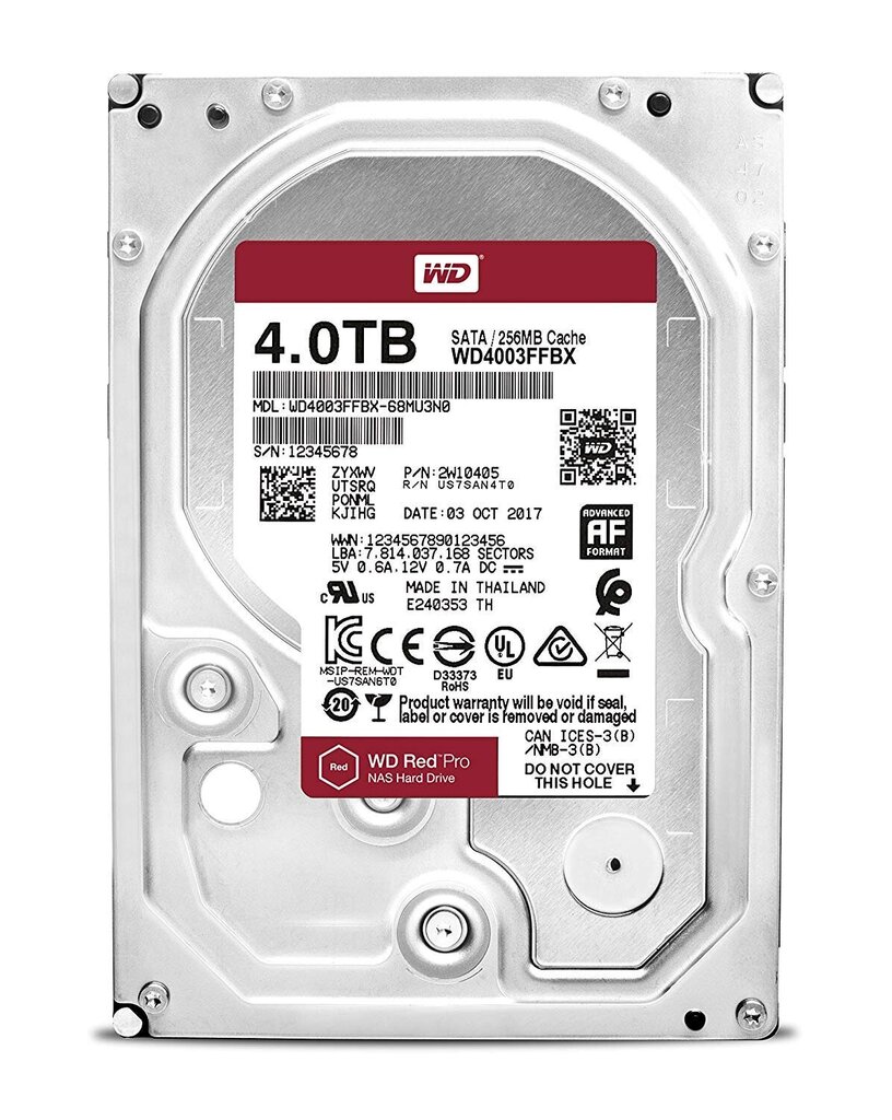 Western Digital WD4003FFBX 4GB SATA3 3.5" 7200RPM cena un informācija | Iekšējie cietie diski (HDD, SSD, Hybrid) | 220.lv