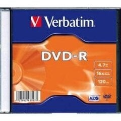 Verbatim kompaktdisks DVD-R 4.7GB 16X matte silver/AZO, kastē 1gab. цена и информация | Виниловые пластинки, CD, DVD | 220.lv