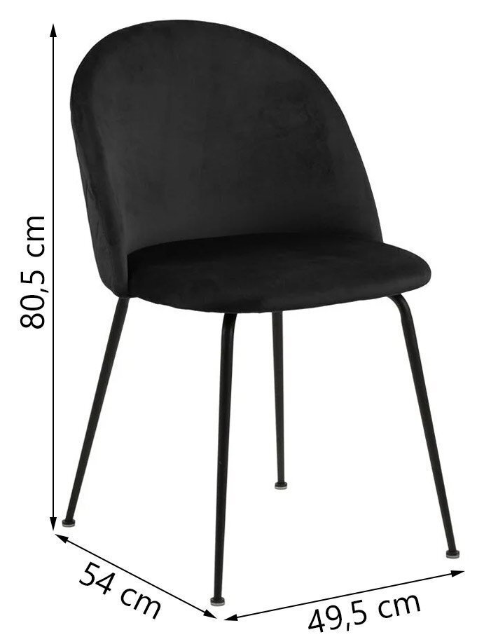 2-u krēslu komplekts Louise, melns cena un informācija | Virtuves un ēdamistabas krēsli | 220.lv
