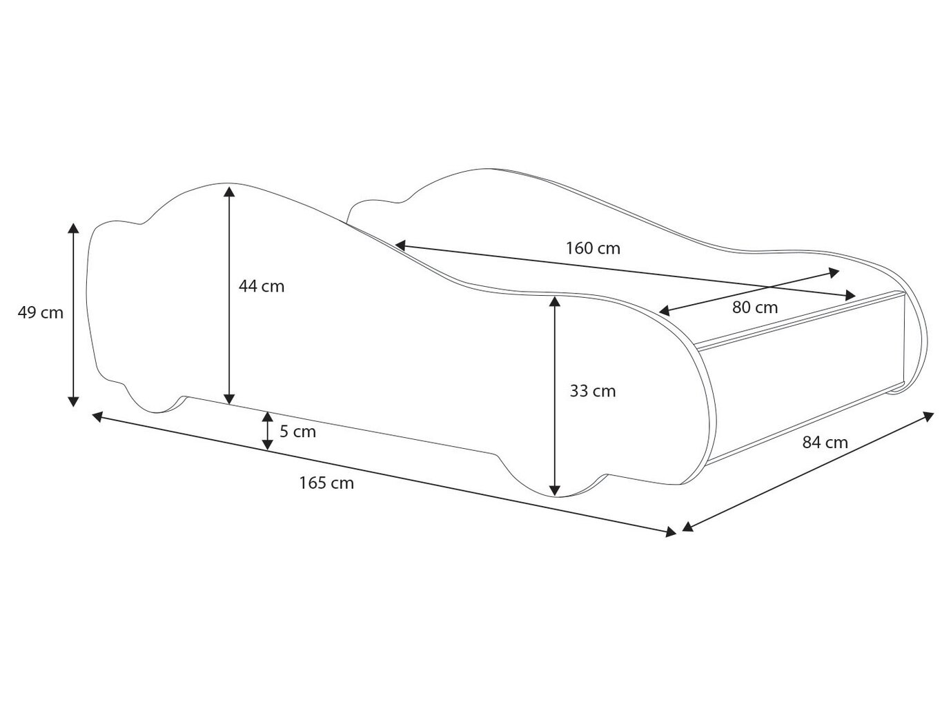 Bērnu gulta ADRK Furniture Taxi, 160x80cm cena un informācija | Bērnu gultas | 220.lv