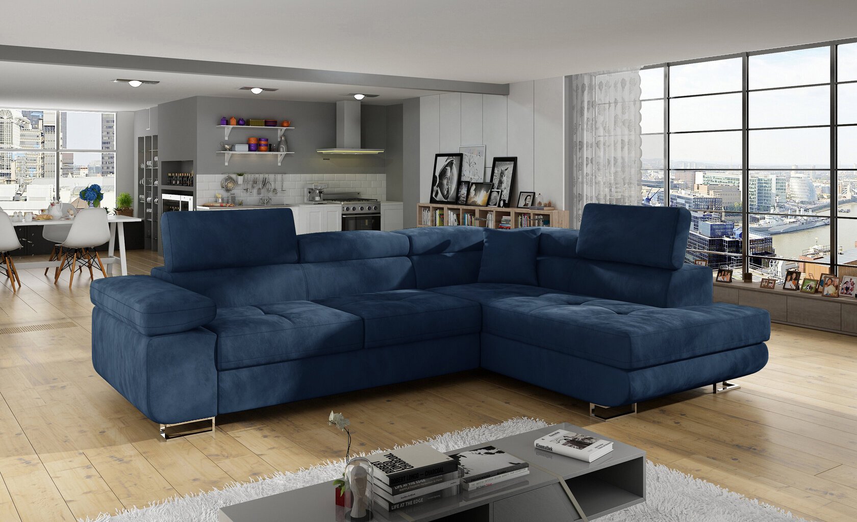 Mīkstais stūra dīvāns NORE Anton, zils cena un informācija | Stūra dīvāni | 220.lv