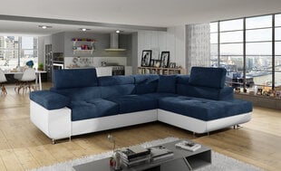 Stūra dīvāns Anton, zils/balts cena un informācija | Stūra dīvāni | 220.lv