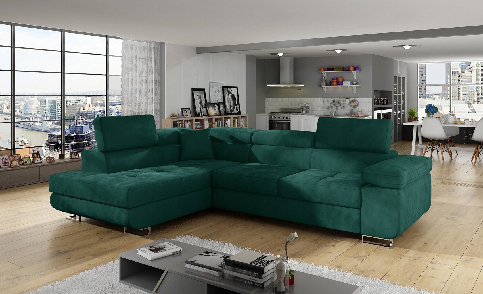 Mīkstais stūra dīvāns NORE Anton, zaļš цена и информация | Stūra dīvāni | 220.lv