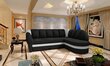 Mīkstais stūra dīvāns NORE Benano, melns/balts cena un informācija | Stūra dīvāni | 220.lv