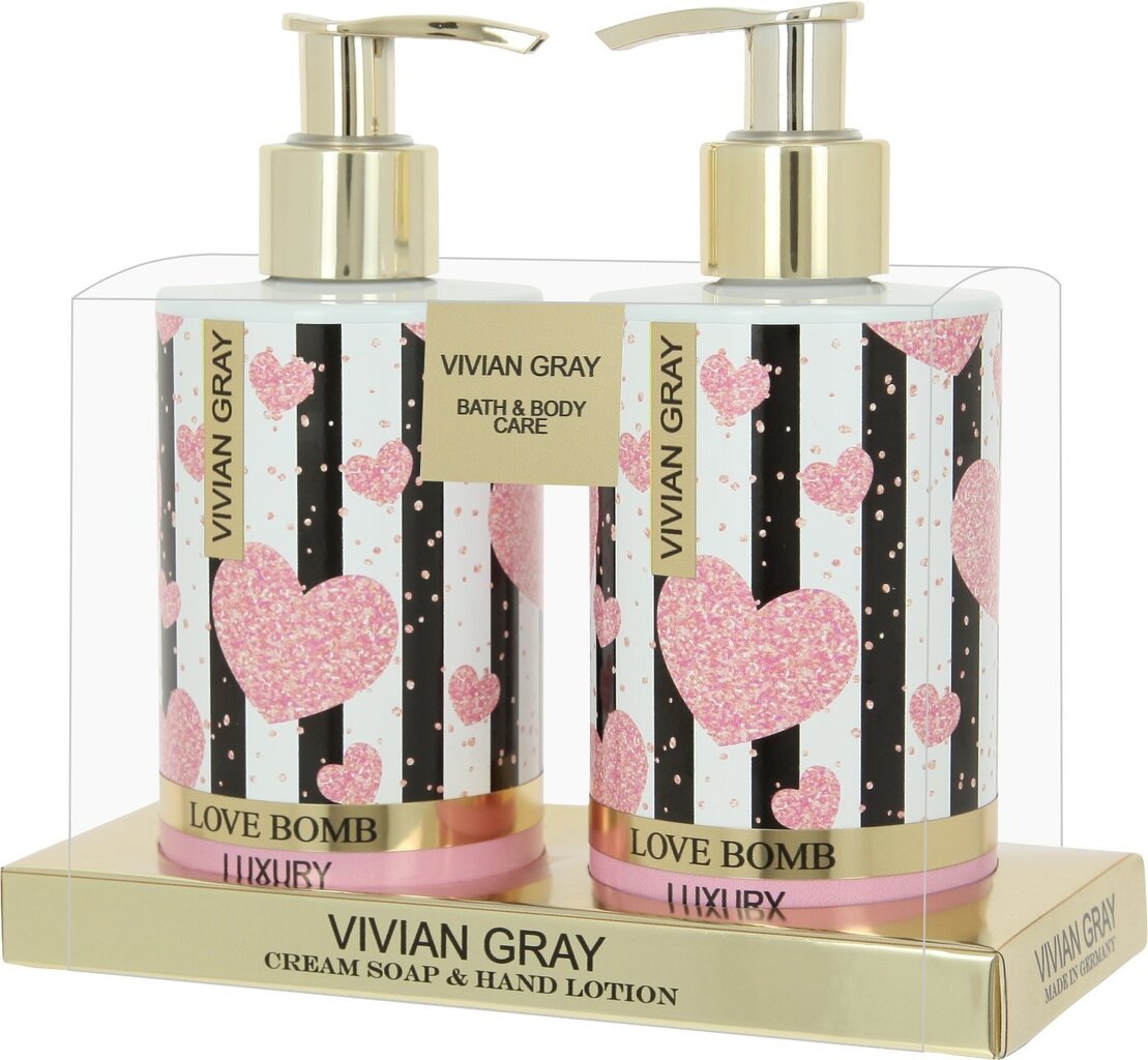 Komplekts ķermenim Vivian Grey Love Bomb: krēmīgas ziepes 250 ml + losjons rokām 250 ml цена и информация | Ziepes | 220.lv