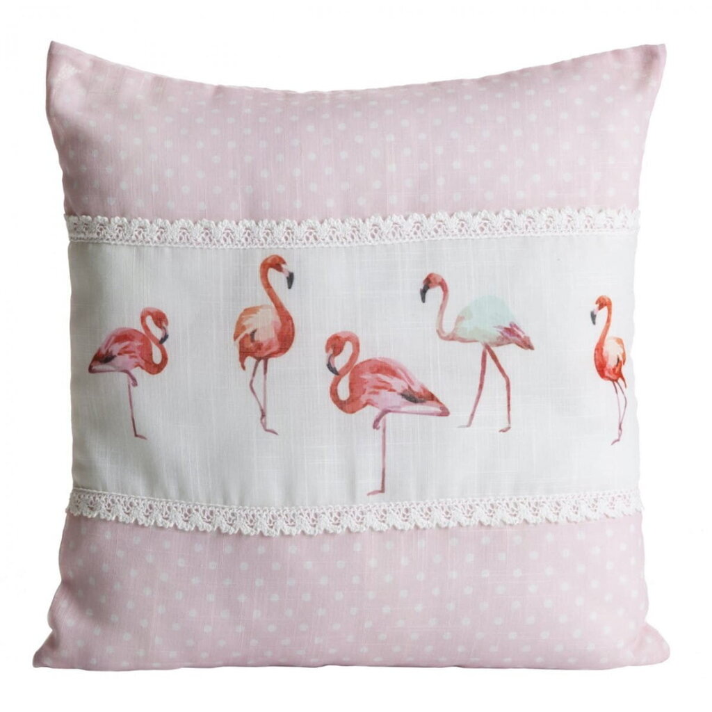 Dekoratīvs spilvena pārvalks Flamingo, 40x40 cm cena un informācija | Dekoratīvie spilveni un spilvendrānas | 220.lv