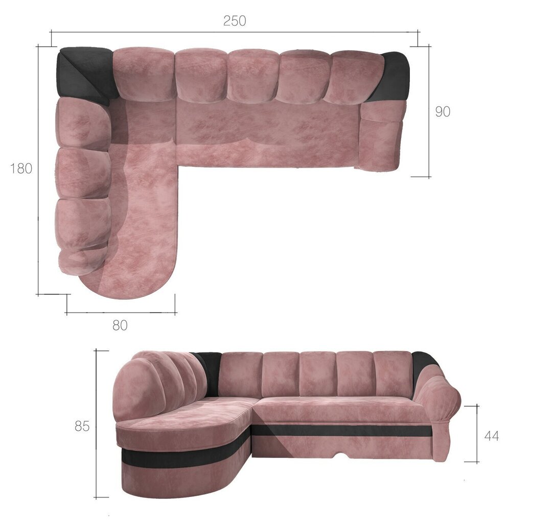 Mīkstais stūra dīvāns NORE Benano, pelēks/melns cena un informācija | Stūra dīvāni | 220.lv