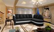 Mīkstais stūra dīvāns NORE Benano, melnas/baltas mākslīgās ādas cena un informācija | Stūra dīvāni | 220.lv