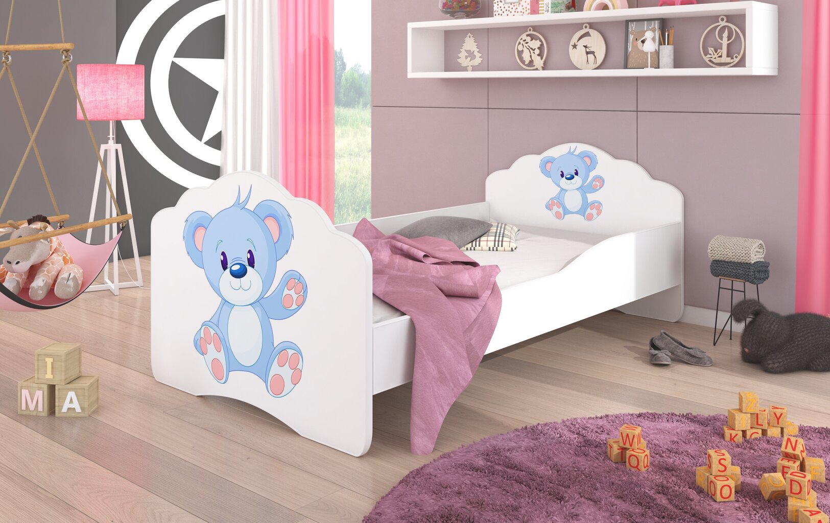 Bērnu gulta ADRK Furniture Casimo Blue Bear, 140x70cm cena un informācija | Bērnu gultas | 220.lv