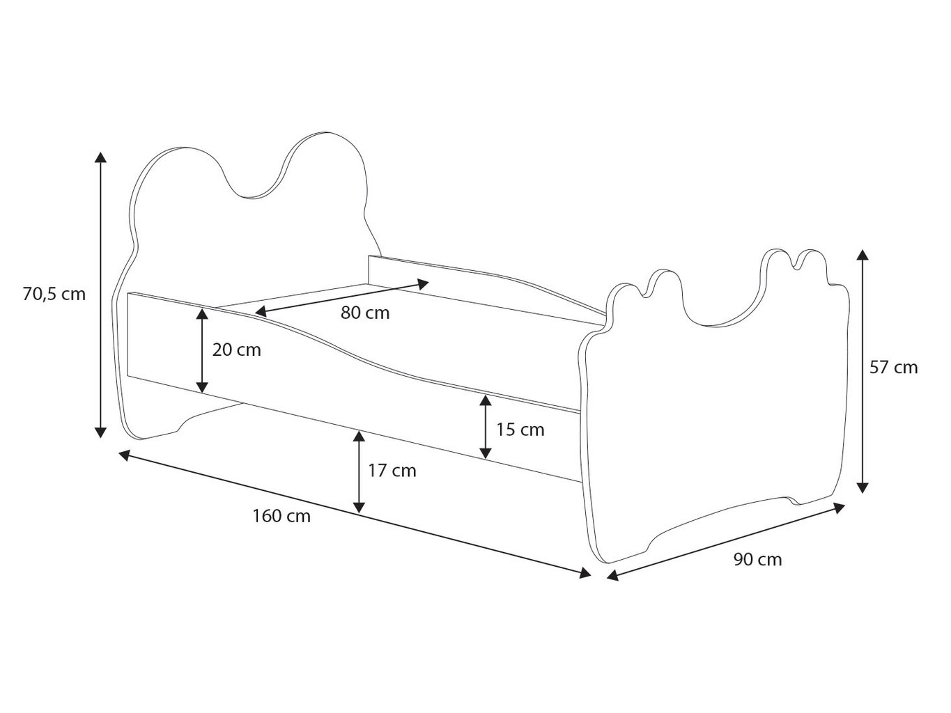 Bērnu gulta ADRK Furniture Bear 164, 80x160 cm, rozā cena un informācija | Bērnu gultas | 220.lv