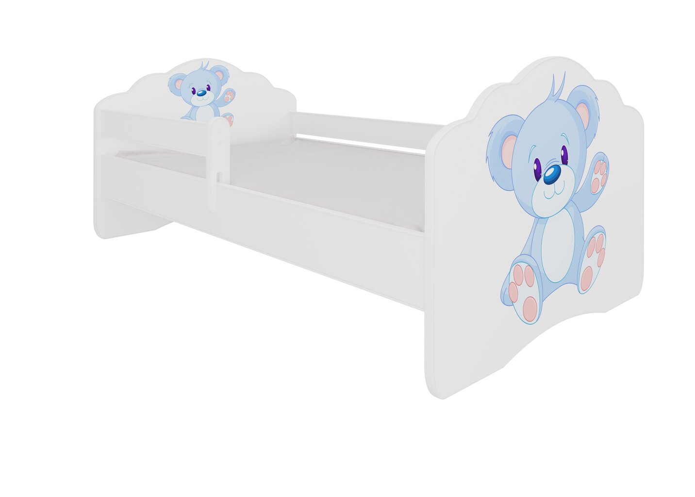 Bērnu gulta ar noņemamu aizsargu ADRK Furniture Casimo Blue Bear, 70x140 cm cena un informācija | Bērnu gultas | 220.lv