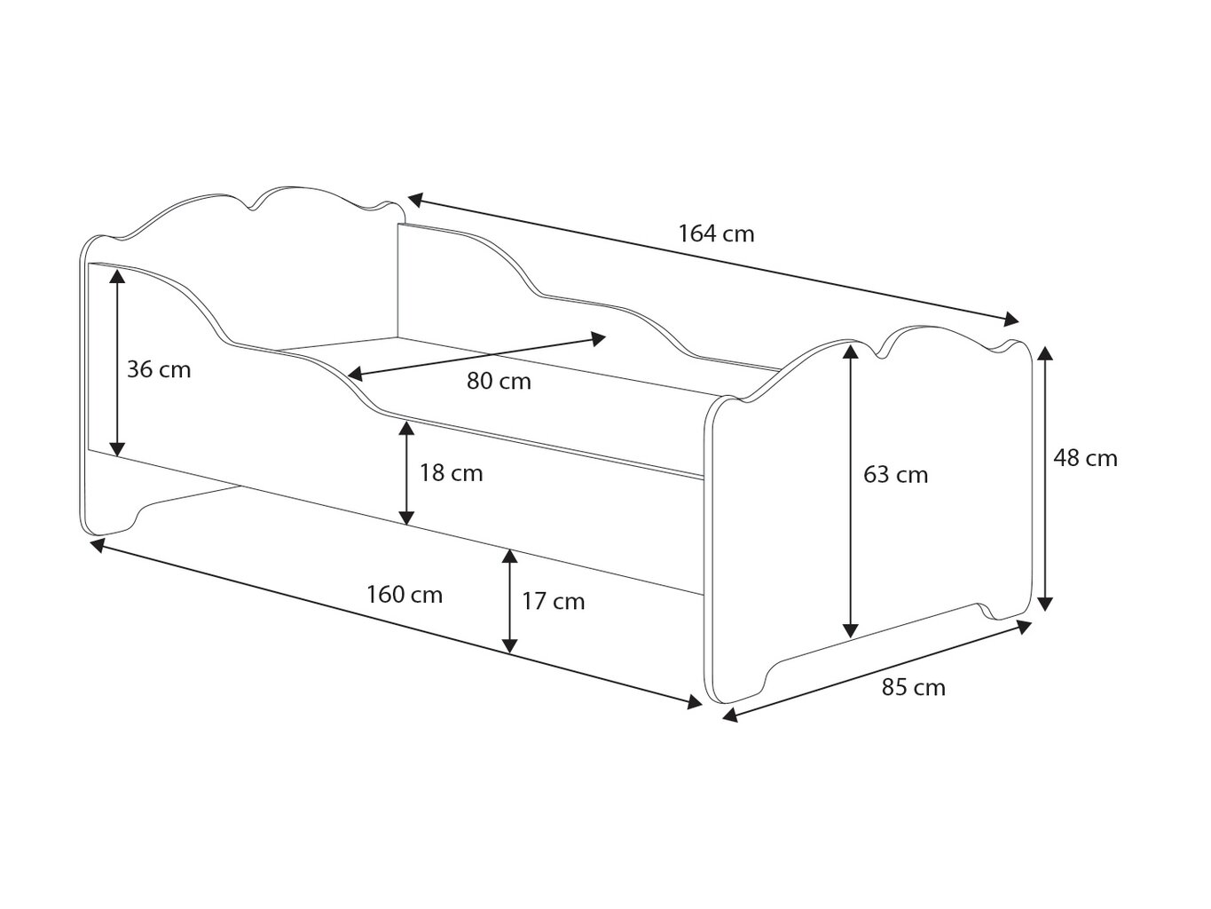 Bērnu gulta ADRK Furniture Ximena 164, 80x160 cm, balta cena un informācija | Bērnu gultas | 220.lv