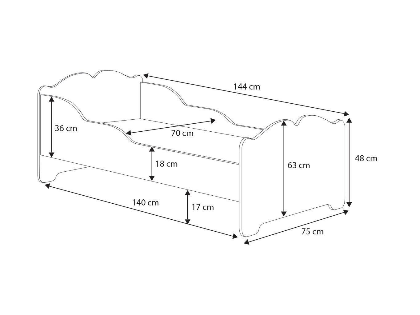 Bērnu gulta ADRK Furniture Ximena 144, 70x140 cm, balta cena un informācija | Bērnu gultas | 220.lv