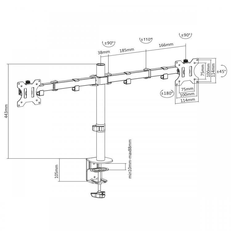 Sbox LCD-352/2 Stand - 13-32, 2x8Kg, 100x100 cena un informācija | Monitora turētāji | 220.lv