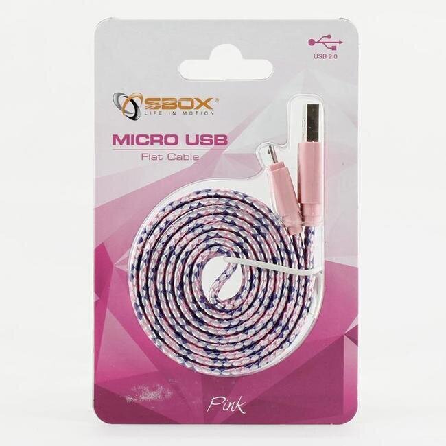 Sbox USB to Micro USB 2.0 Male to Male 1m Colorfull Blister Rose cena un informācija | Savienotājkabeļi | 220.lv