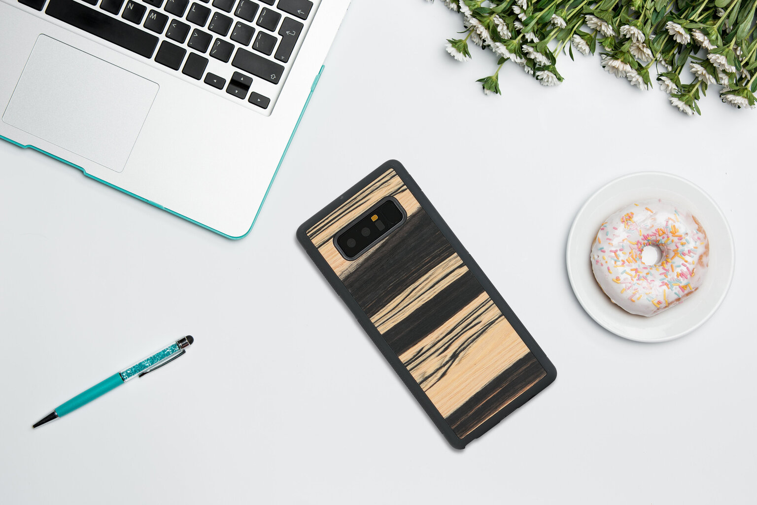 MAN&WOOD SmartPhone case Galaxy Note 8 white ebony black цена и информация | Telefonu vāciņi, maciņi | 220.lv