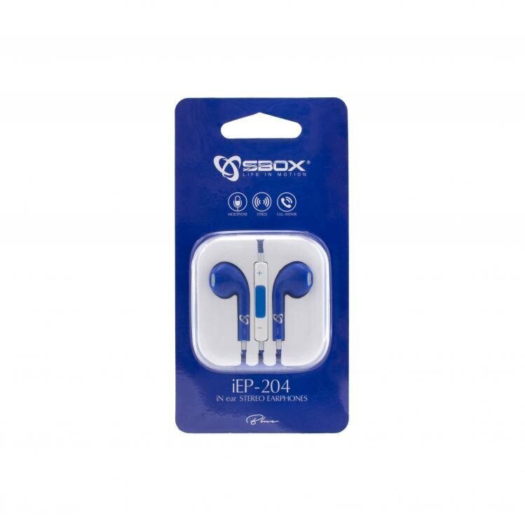 Sbox iN ear Stereo Earphones iEP-204BL blue cena un informācija | Austiņas | 220.lv