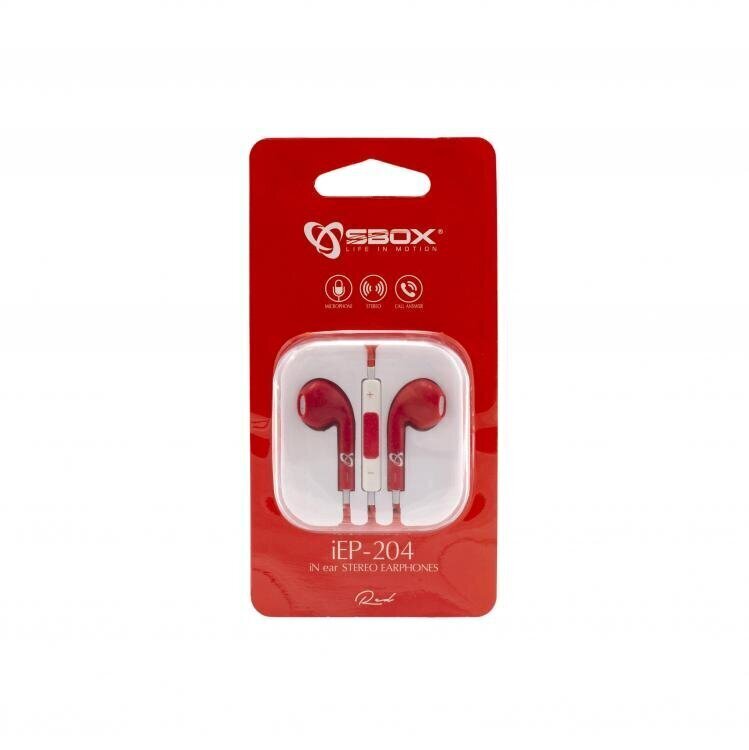 Sbox iN ear Stereo Earphones iEP-204R red цена и информация | Austiņas | 220.lv