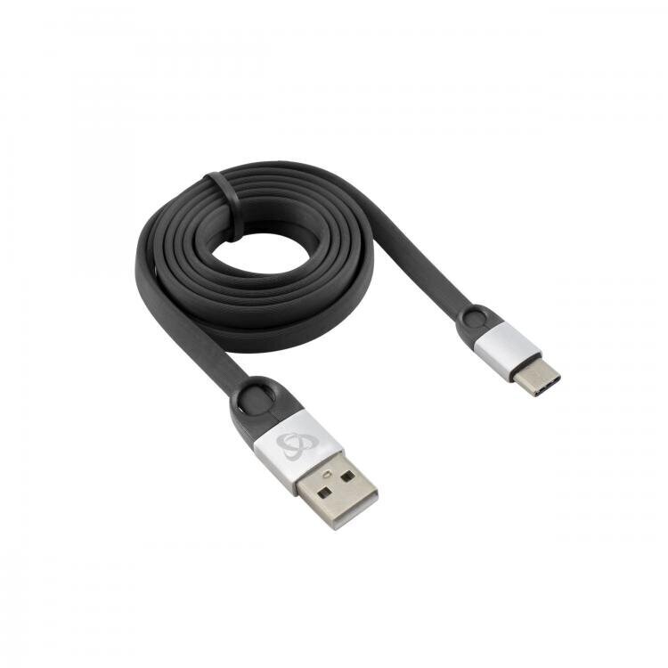 SBOX USB 2.0 to Type-C Flat Cable - Black/Silver, 1.5m цена и информация | Savienotājkabeļi | 220.lv