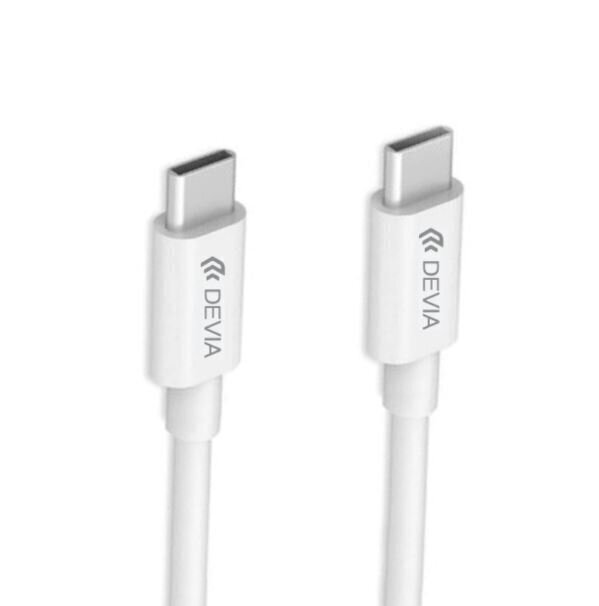 USB kabelis Devia Smart PD no Type-C uz Type-C 20V 3A 60W balts cena un informācija | Savienotājkabeļi | 220.lv