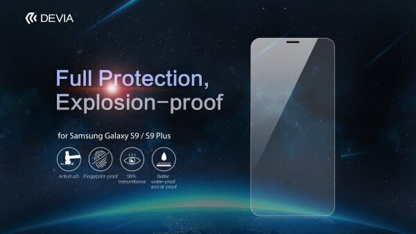 Devia Explosion-proof Screen Protector for Samsung Galaxy S9 Plus clear цена и информация | Ekrāna aizsargstikli | 220.lv