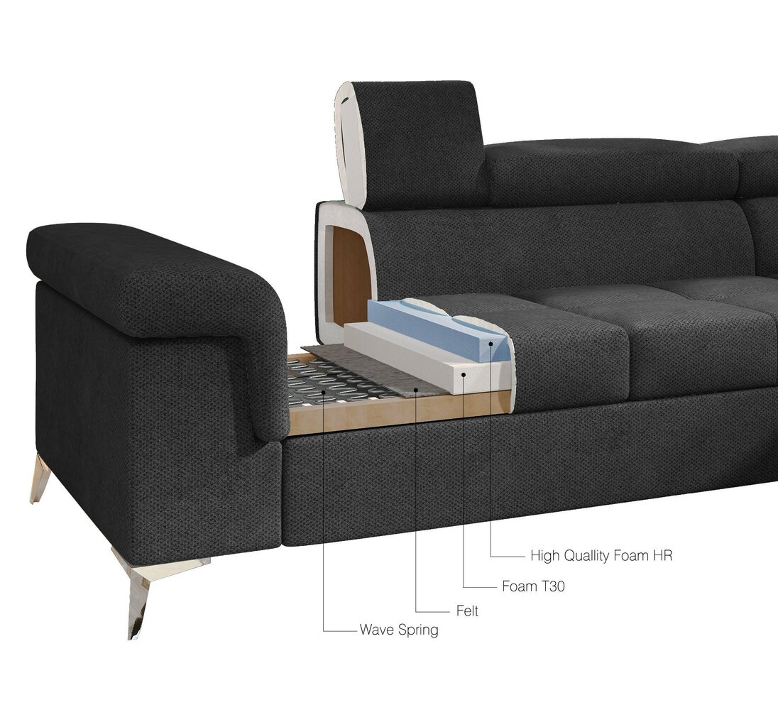 Stūra dīvāns Eridano, tumši brūns цена и информация | Stūra dīvāni | 220.lv